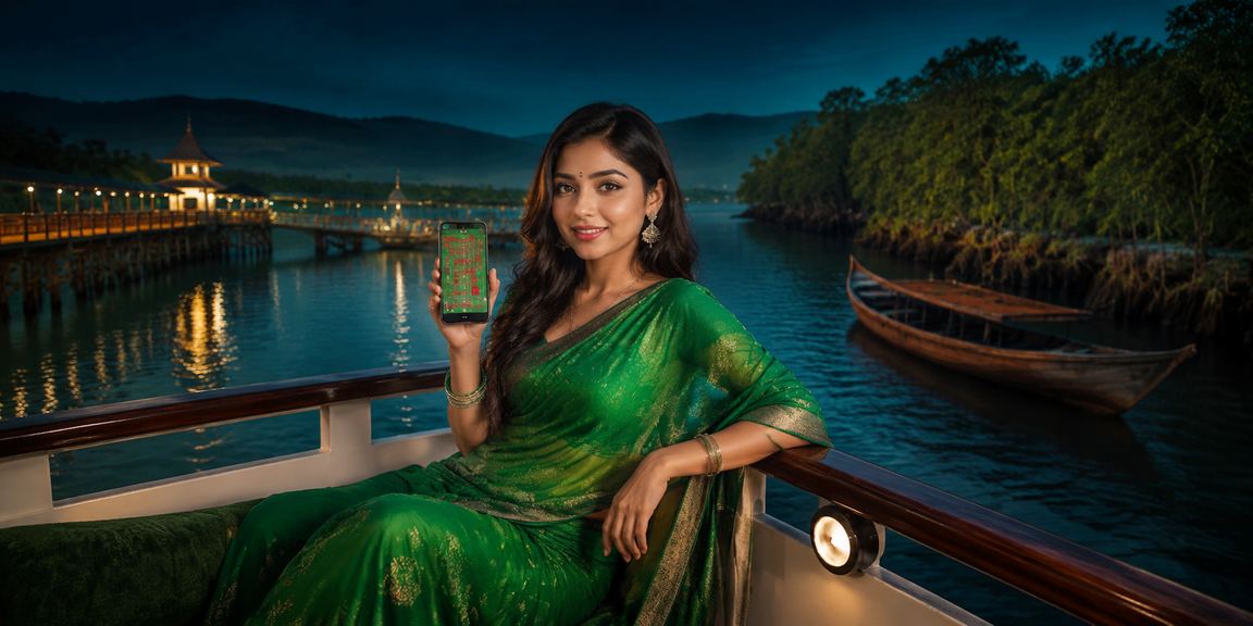 সুন্দরবন এলাকায় মোবাইলে স্পোর্টস প্ল্যাটফর্ম ব্যবহার করছেন একজন নারী